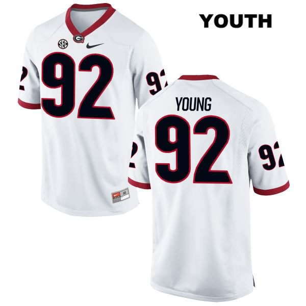 Georgia Bulldogs Youth Justin Young #92 NCAA Authentic White Nike Stitched College Football Jersey TTA8556MS